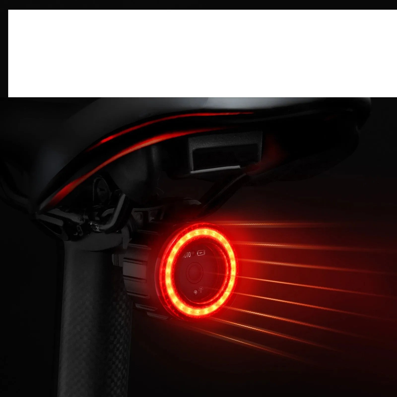 Black intelligent induction brake taillight with aluminum alloy body and seat tube bracket for cycling