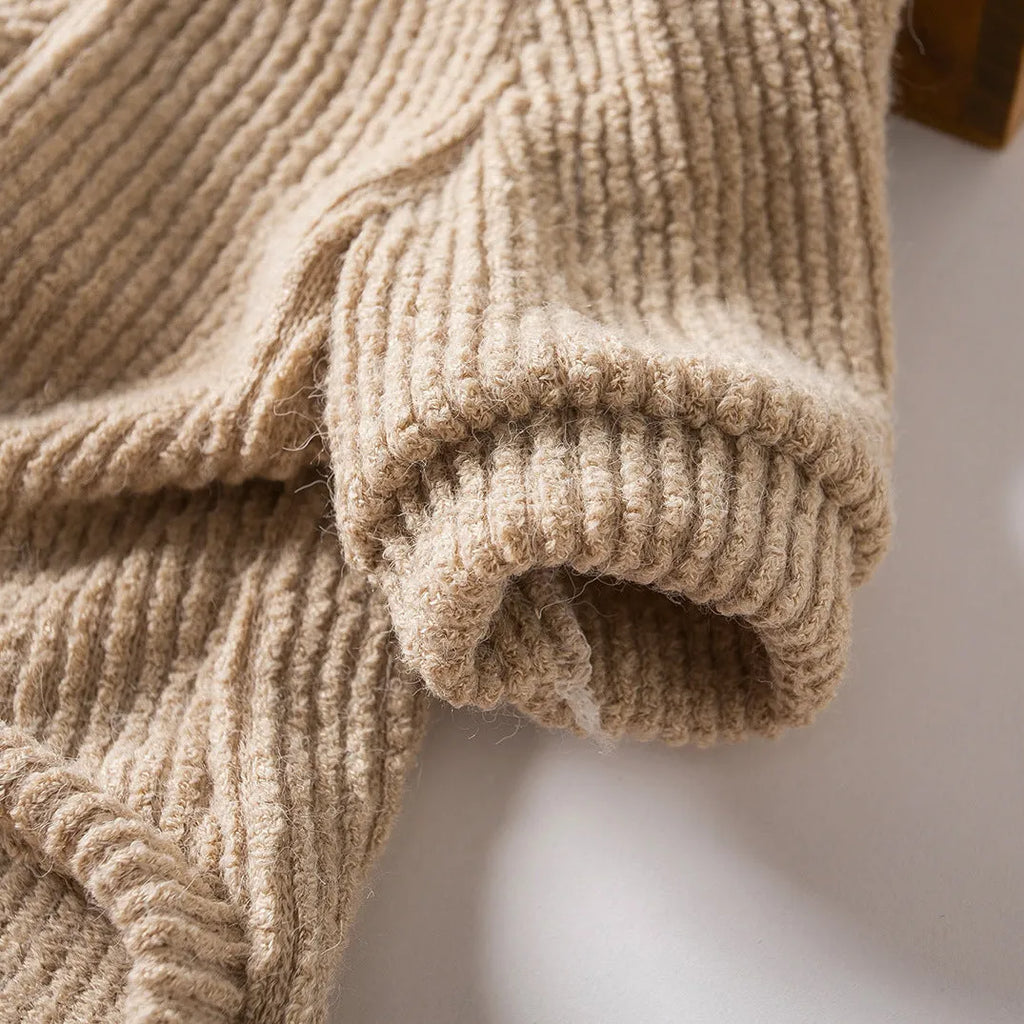 Brown knitted sweater pullover on a small dog, available in sizes XS to XL