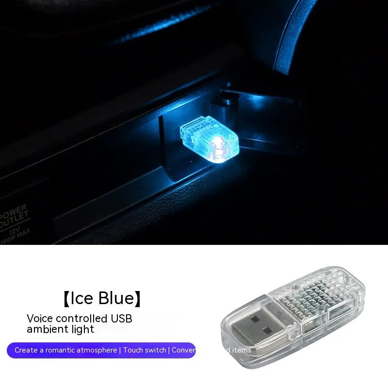 USB car atmosphere light with touch control and RGB voice function for interior mood lighting