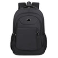 Solid colour Oxford cloth backpack with curved shoulder straps, shown in black, blue, green, or red.