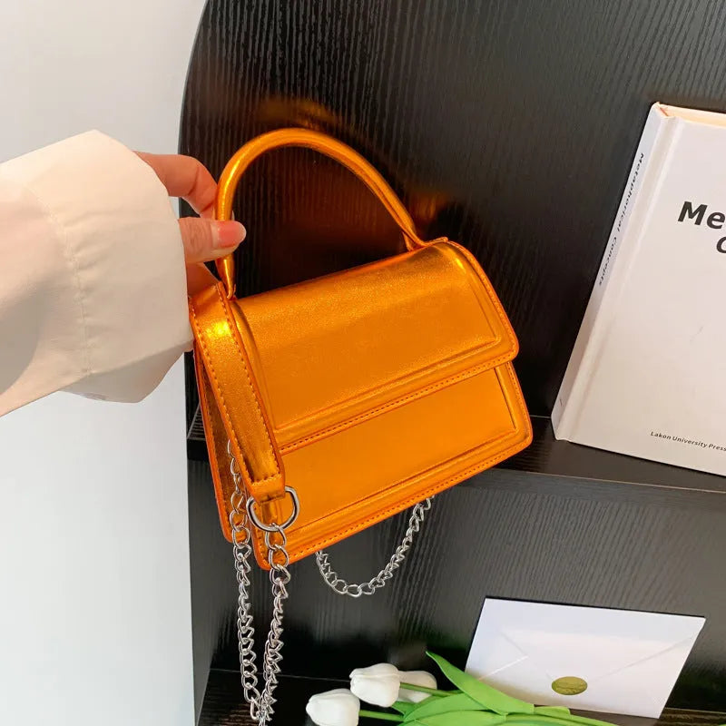 Horizontal square PU leather crossbody bag with sewing line detailing in six colour options