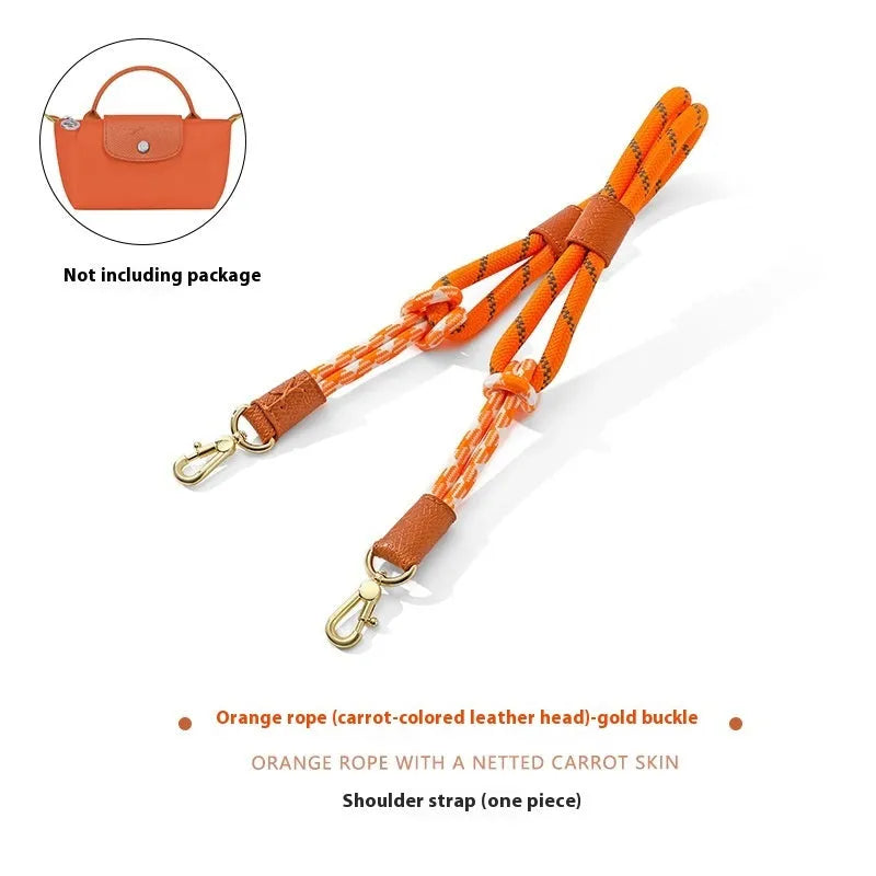Braided nylon and leather shoulder strap with alloy buckle for bag modification