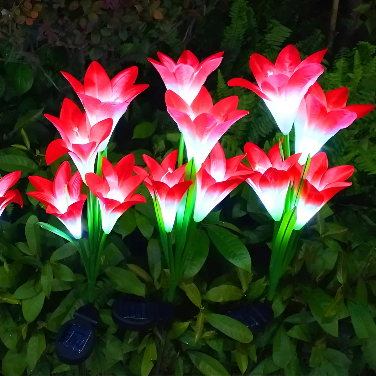 Solar lily festive lantern flower shape outdoor garden light 850mm height IP65 waterproof
