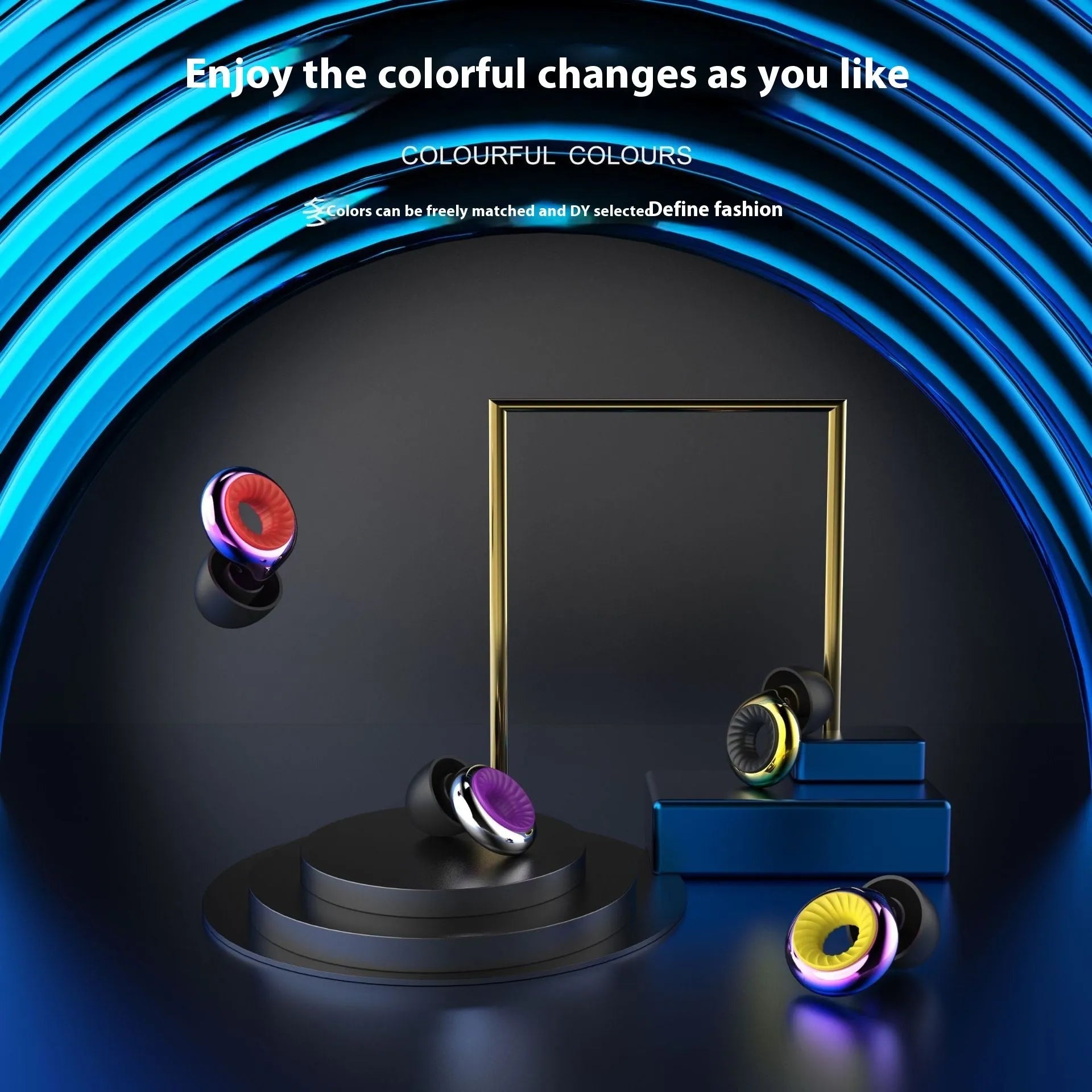 Set of noise reduction sleep earplugs in five colours with storage box and spare ear caps.