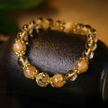 Women's retro artificial crystal bracelet with hydrangea charms in amethyst gold or yellow gold colour