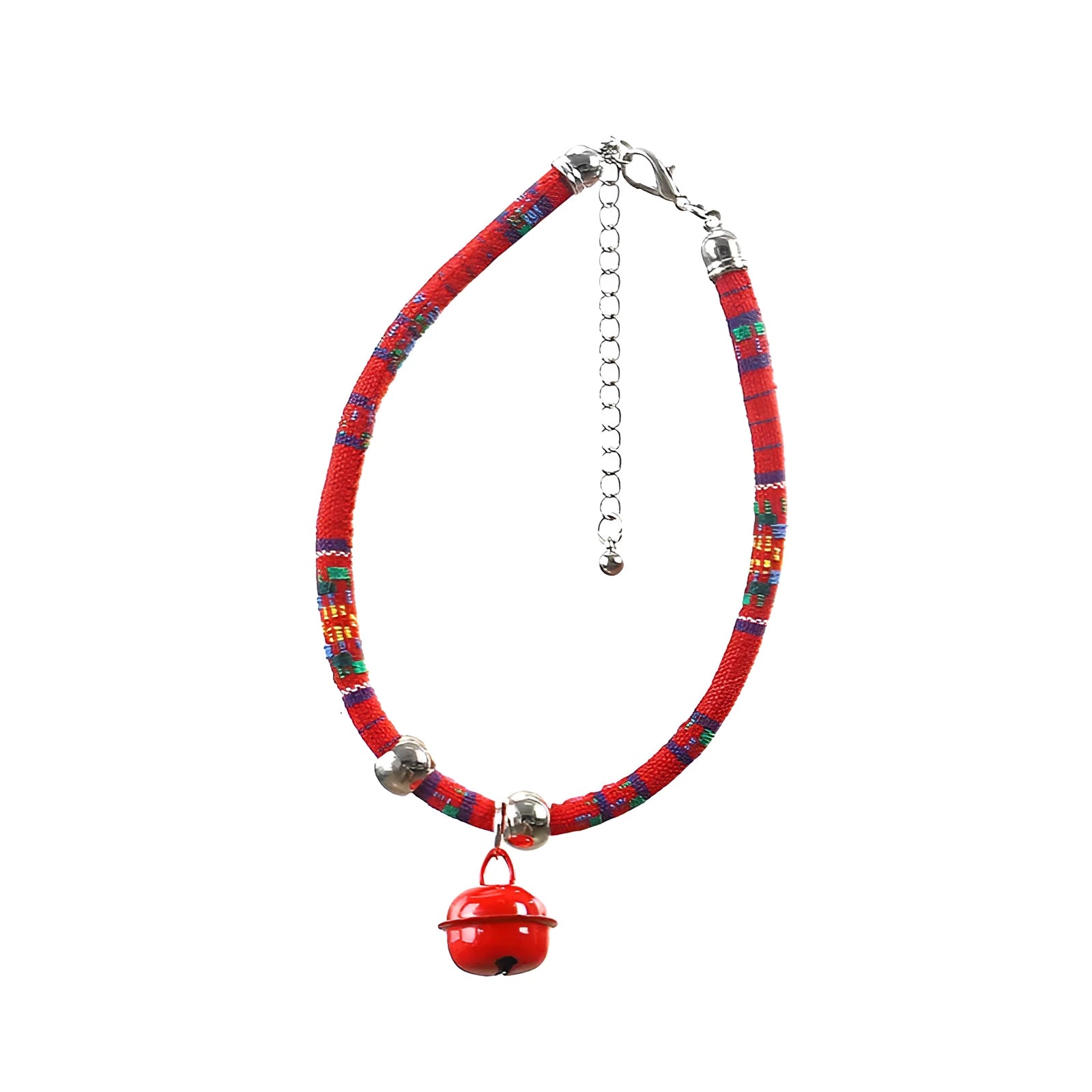 Ethnic pattern adjustable pet collar with bell in multiple colours for dogs cats puppies