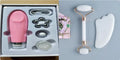 White jade facial roller set with double-headed roller and scraping board for massage