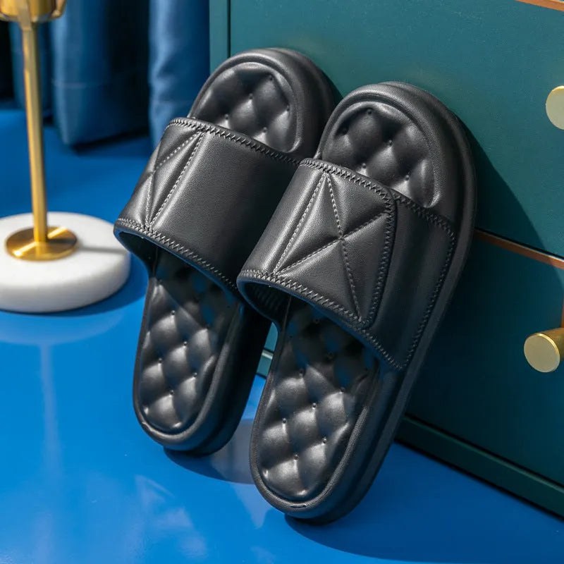 Soft EVA bathroom slippers with thick 3.5cm non-slip soles in multiple colour options