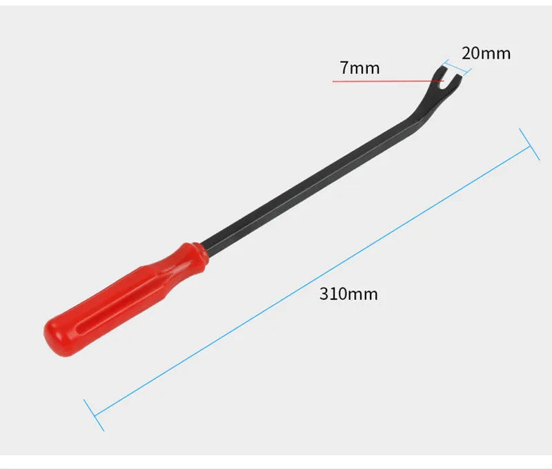Red handle automotive clip driver and door panel nailing tool for General Motors vehicles