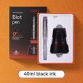 Automatic suction fountain pen set with 0.38mm or 0.5mm nib choice, 40ml ink bottle, and protective handbag
