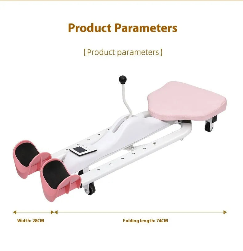 Steel-frame leg stretching device with foam padding in blue colour