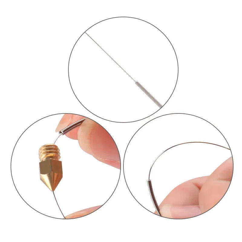 MK8 E3D 3D printer nozzle cleaning needles in 0.2mm 0.25mm 0.3mm 0.35mm 0.4mm sizes 10-piece pack
