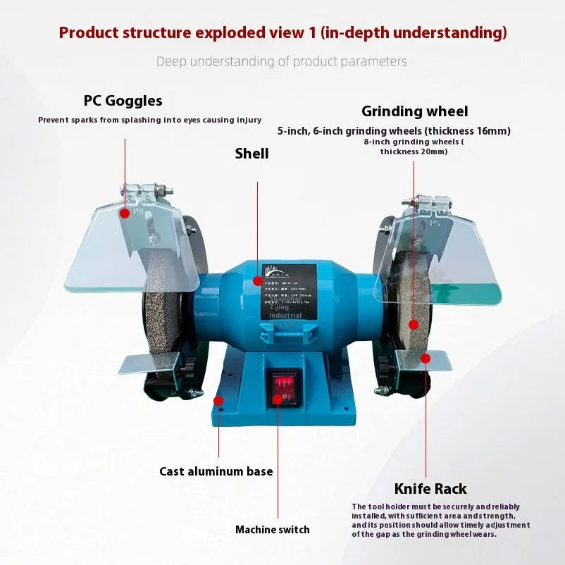 5-inch desktop polishing machine with metal construction for knife sharpening