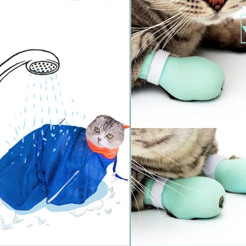 Translucent green silicone cat anti-scratch foot covers for pet handling protection