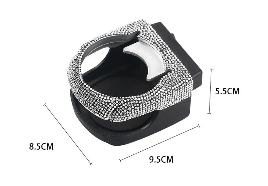 Rhinestone decorated car water cup bracket mounted in air vent with drink holding function
