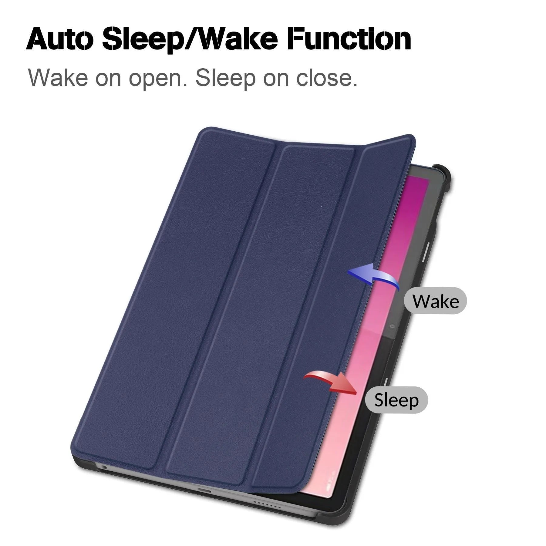Lenovo Tab P12 tablet case in a selected colour with three-fold stand deployed showing magnetic bracket.