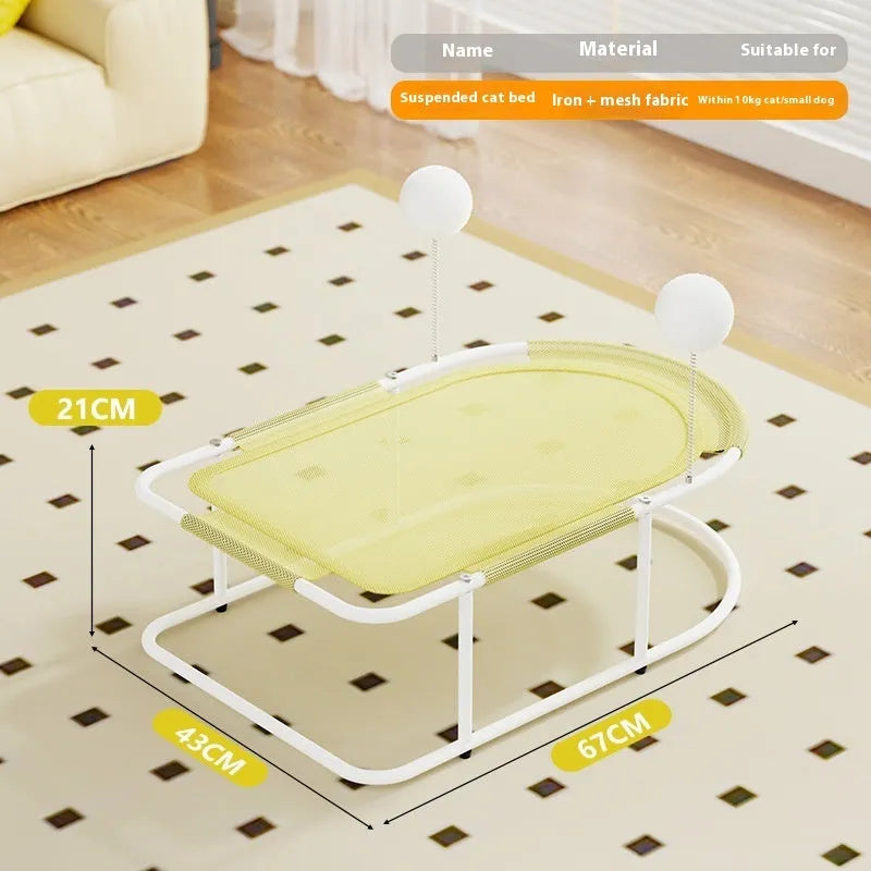 Large grey fabric kennel bed for cats and puppies with breathable bracket design.