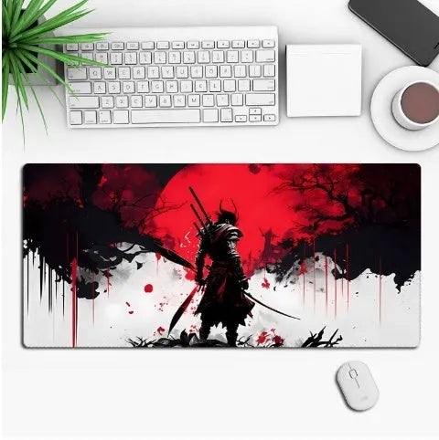 Anime pattern gaming desk mat with rubber cloth construction and non-slip base in multiple size options