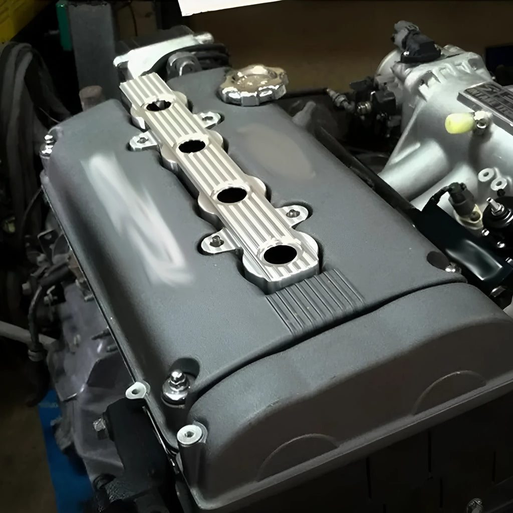 Aluminium engine bonnet harness showing with-holes and without-holes formats in blue, red and silver colours