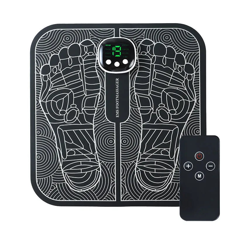 Rechargeable reflexology foot massager mat with USB charging and remote control