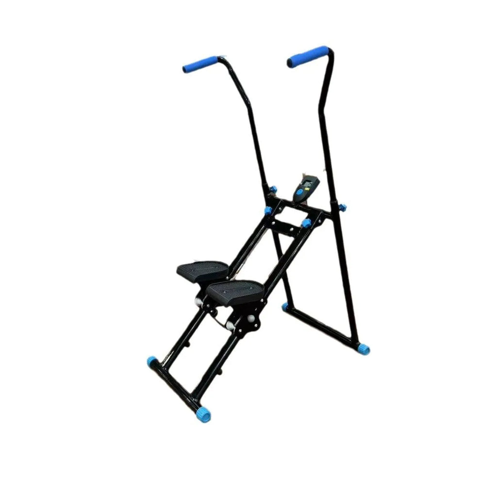 White foldable indoor climbing machine and treadmill for home fitness exercise