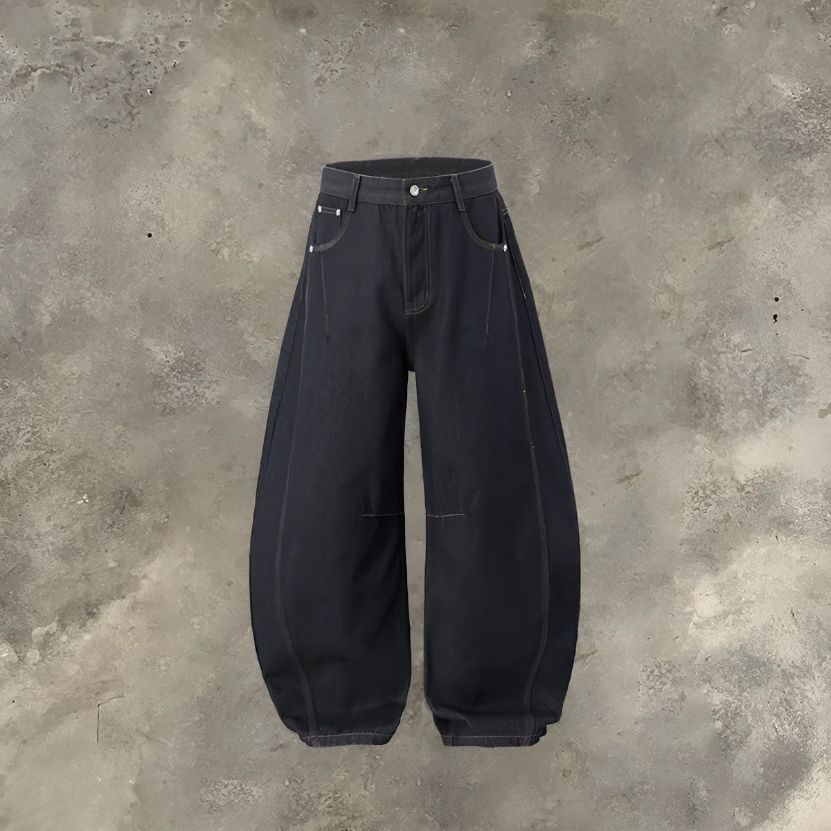 Men's wide leg denim trousers in original cow colour with mid-waist design
