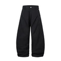 Men's black pleated machete casual trousers with loose-fitting wide-leg design and cotton construction