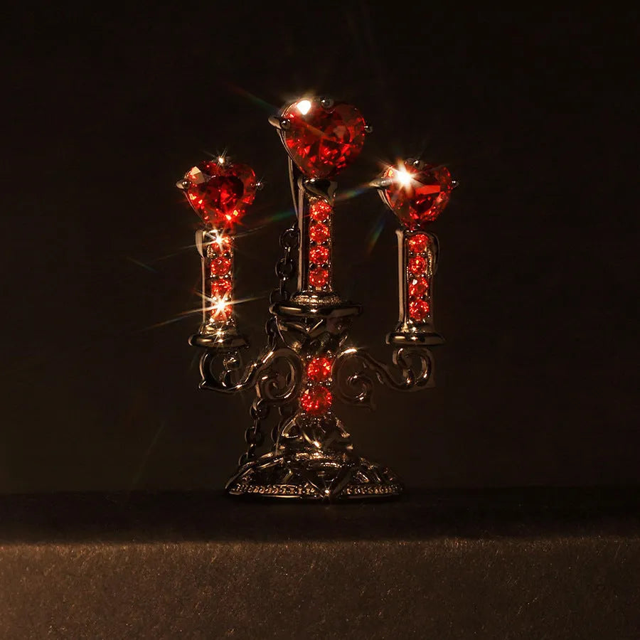 Women's zinc alloy clavicle necklace with a hollow retro candlestick pendant on a cross chain.