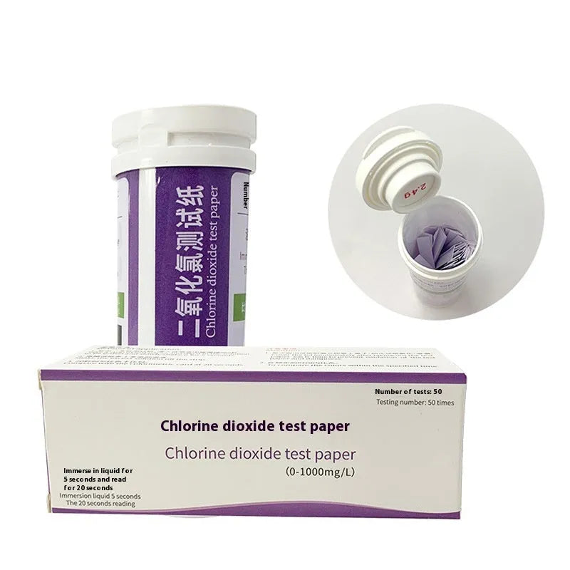 Chlorine dioxide test paper bottle with 50 strips for waste water concentration testing 0-1000mg/L