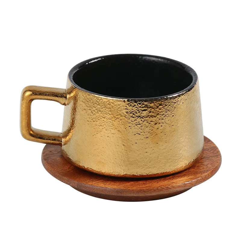 Office gift tumbler coffee cup suit with gold-plated gift box and approximately 250ml capacity irregular shape mug