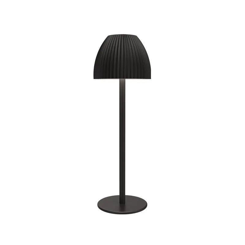 Small modern night lamp with dimming controls and thin round base in black or white colour options