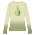 Women's long sleeve T-shirt with gradient floral print in light pink or yellow green colour options
