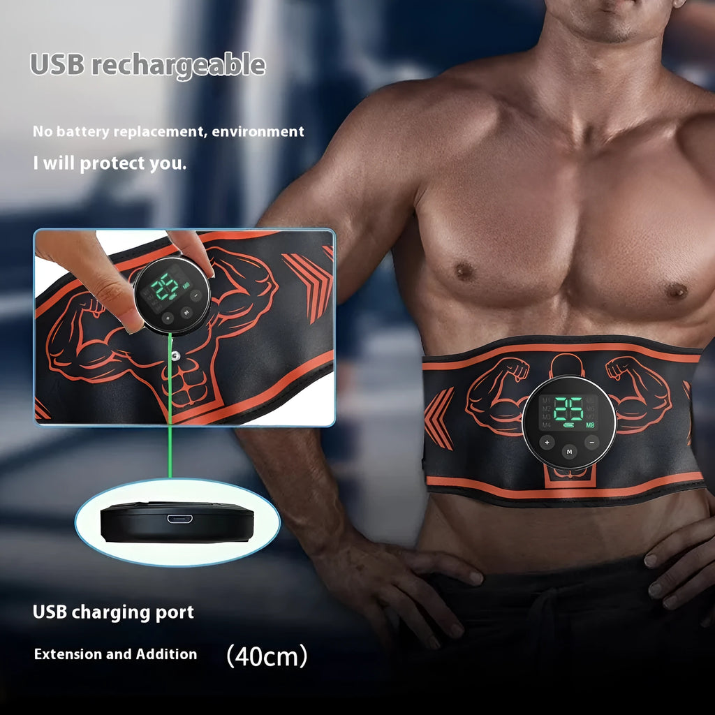 Smart EMS massage belt fitness equipment with rechargeable battery and timing function
