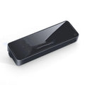 Black automobile aromatherapy air outlet ambience light with LED illumination on car dashboard