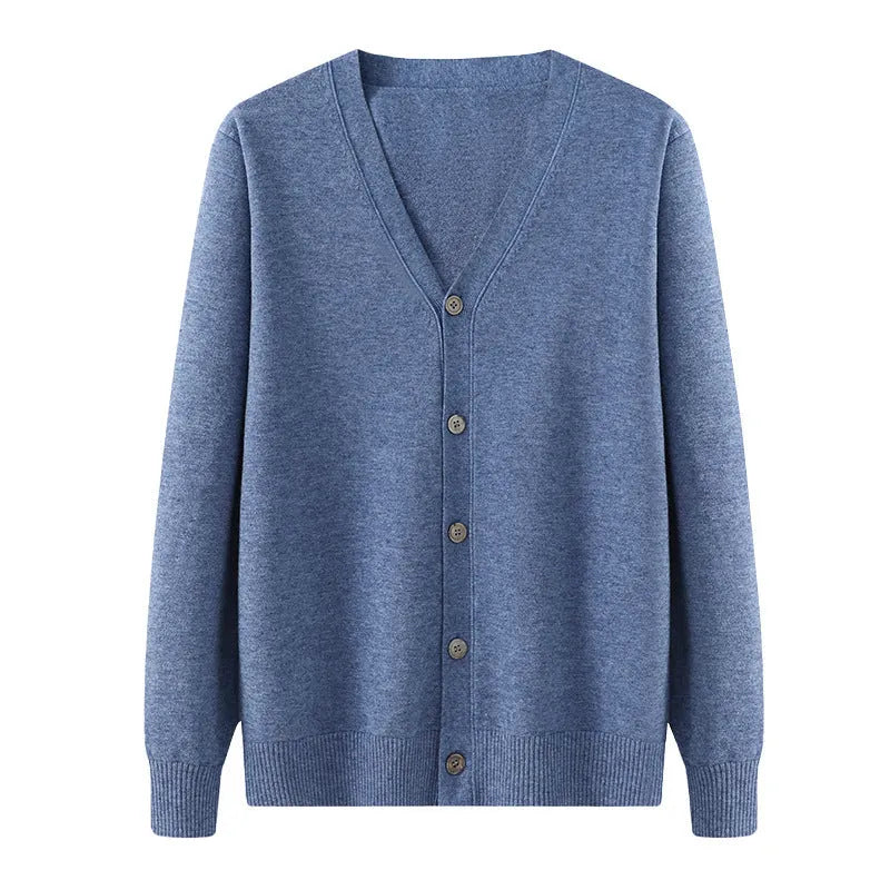 Andy velvet cardigan coat for men with V-neck design and long sleeves in loose fit