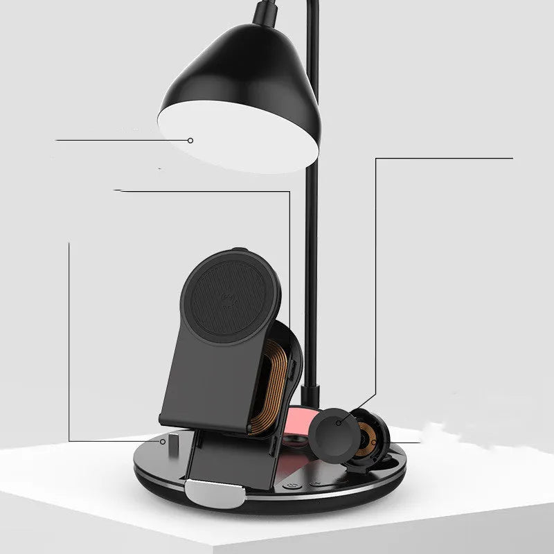 Black folding magnetic wireless charger for iPhone and AirPods with stand function