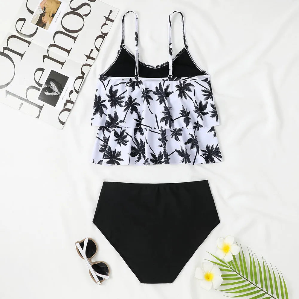 Black high-waist double-layer swimsuit briefs on a mannequin