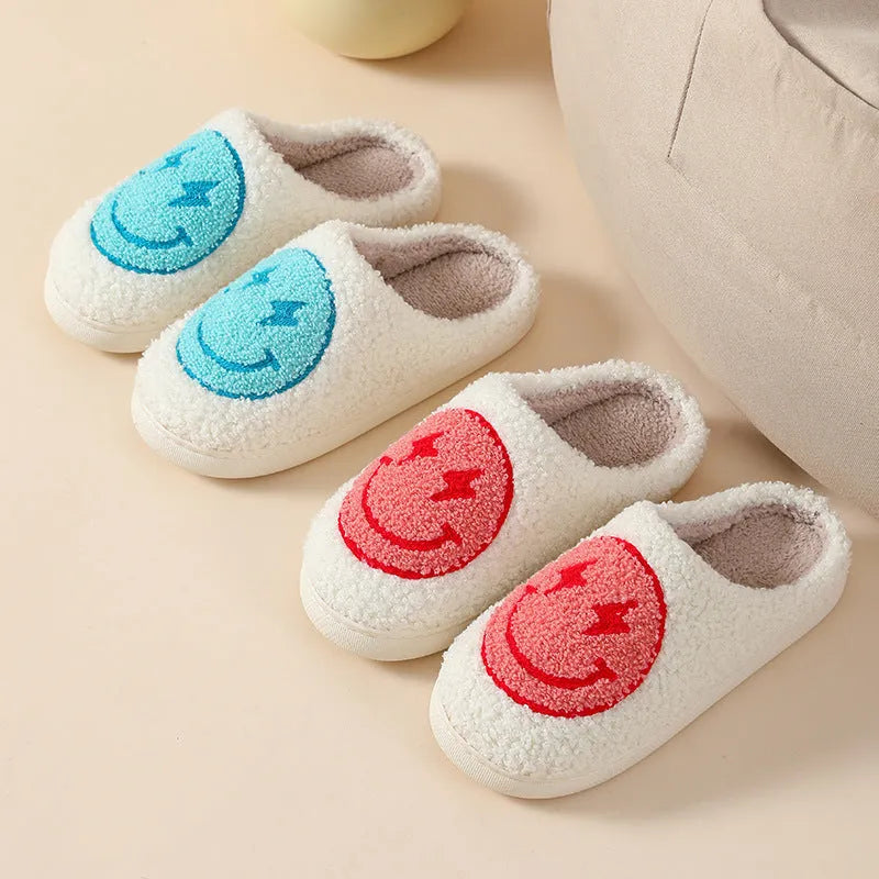 Plush cartoon love style slippers for women with non-slip PVC sole