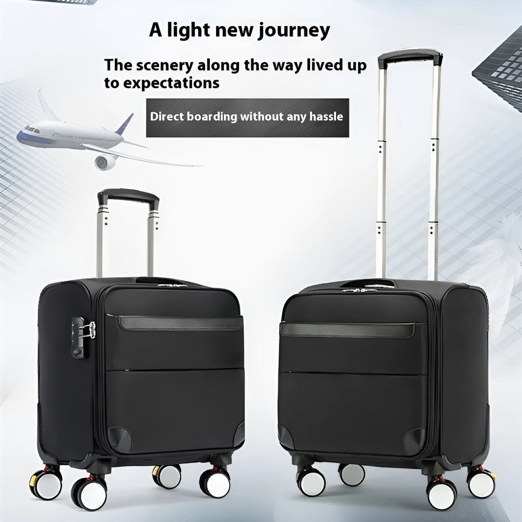 Black 18-inch Oxford cloth business travel suitcase with universal wheels