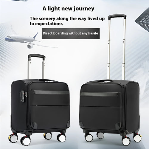 Black 18-inch Oxford cloth business travel suitcase with universal wheels