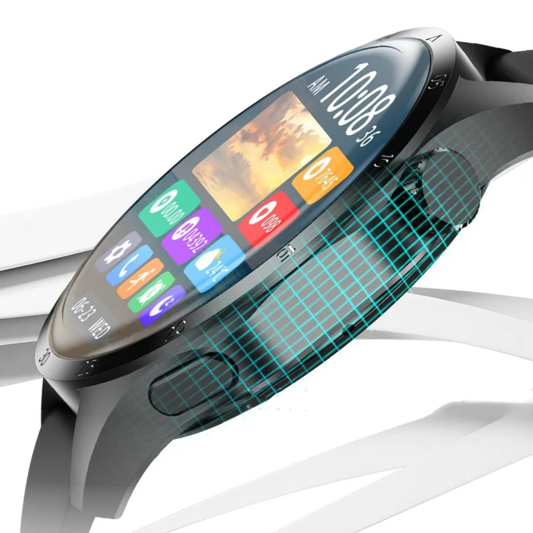Black smartwatch with Bluetooth calling and health monitoring functions on wrist