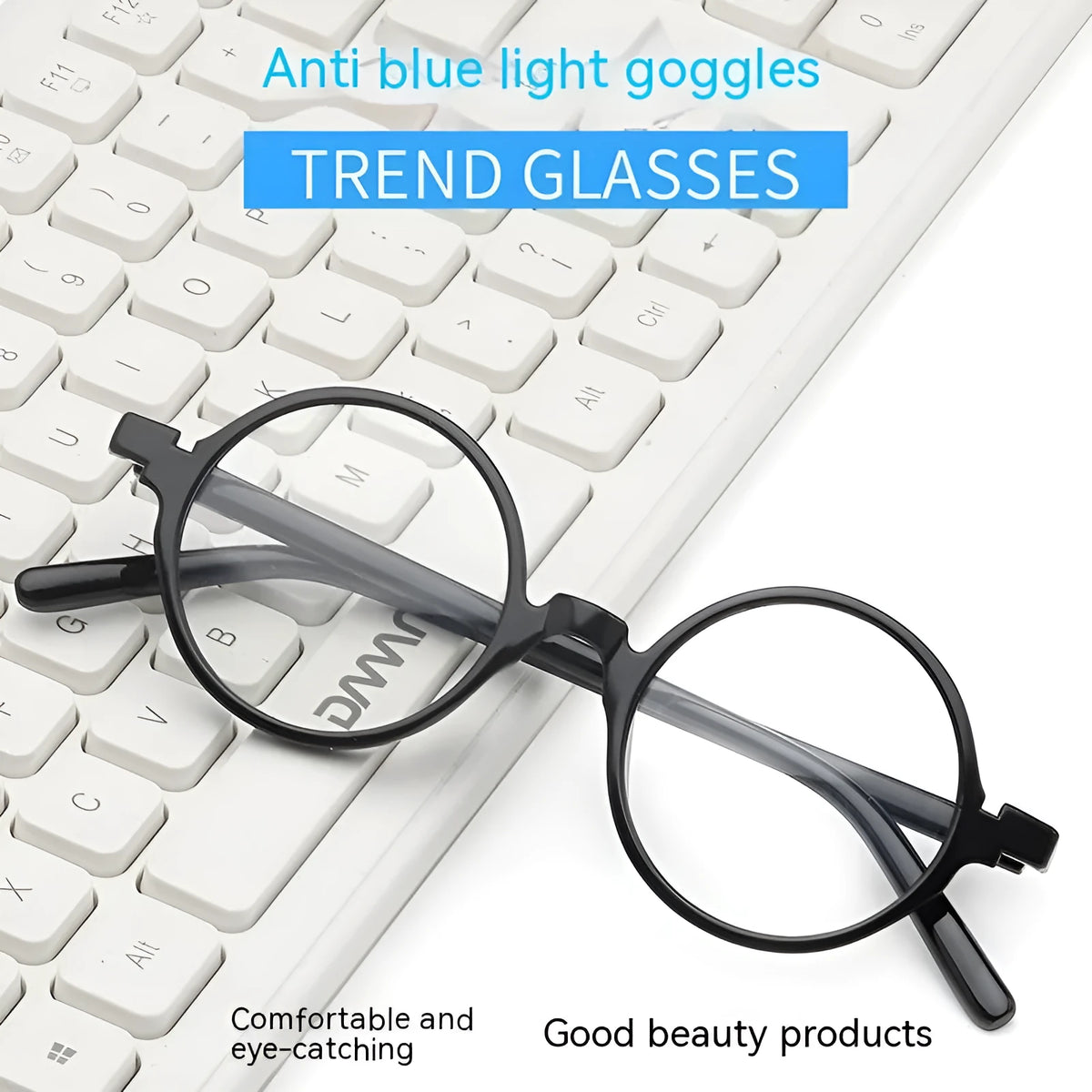 Artistic retro round glasses with PC frame in four colour options for Instagram style