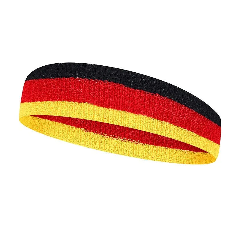 Multi-colour sports headband for adults in six different colour combinations
