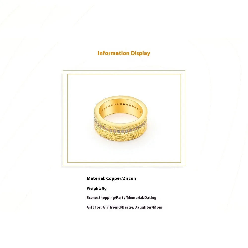 Gold geometric zircon ring in women's sizes 6, 7 and 8