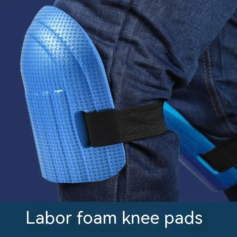 A pair of EVA foam kneepads, approximately 11mm thick, shown in one of four colour options: black, blue, green, or pink.