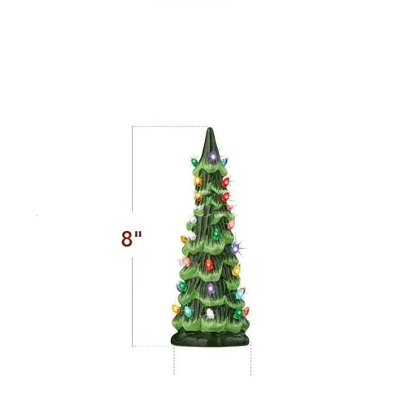 Resin Christmas tree ornament with LED lights in European style for outdoor courtyard decoration