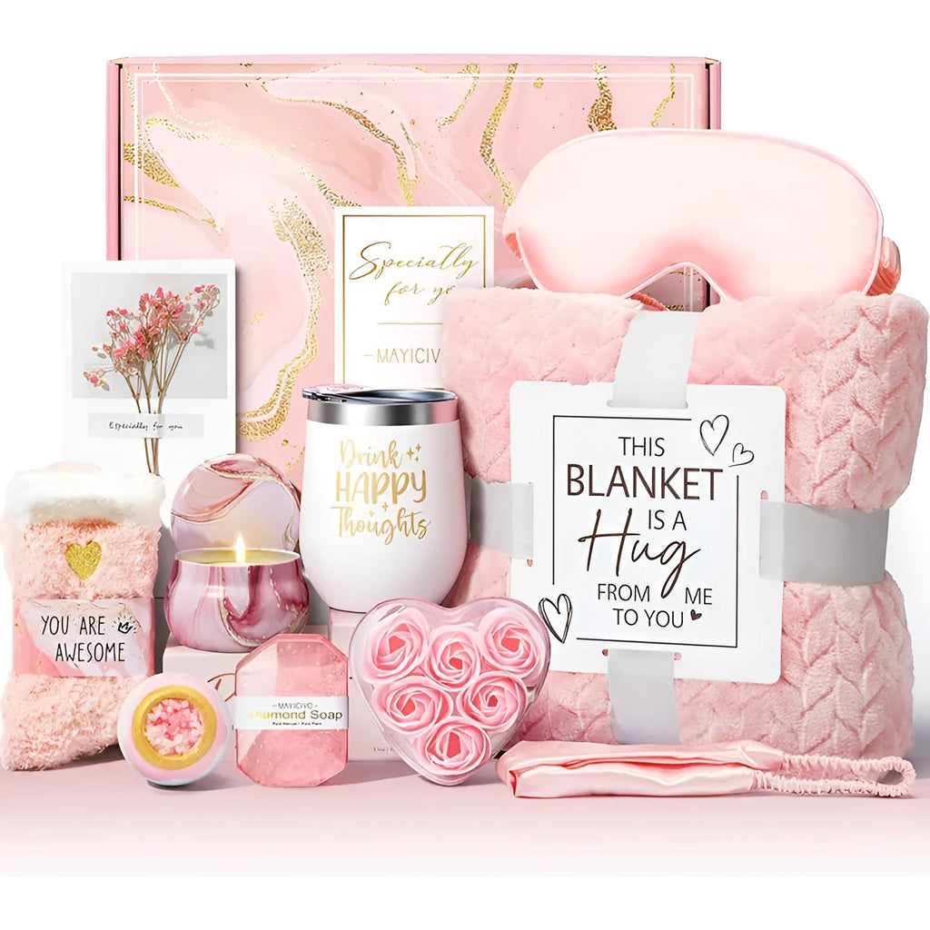 Aromatherapy candle and soap bath gift set in a modern simplicity style plastic box.