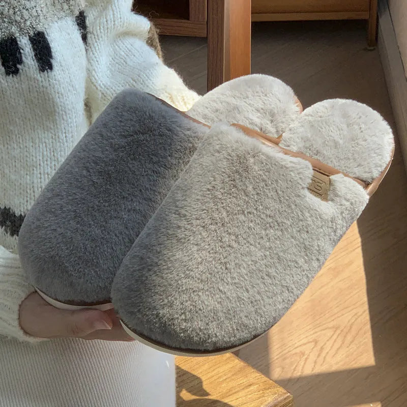 Solid colour PVC winter plush slippers with non-slip soles in multiple colour options