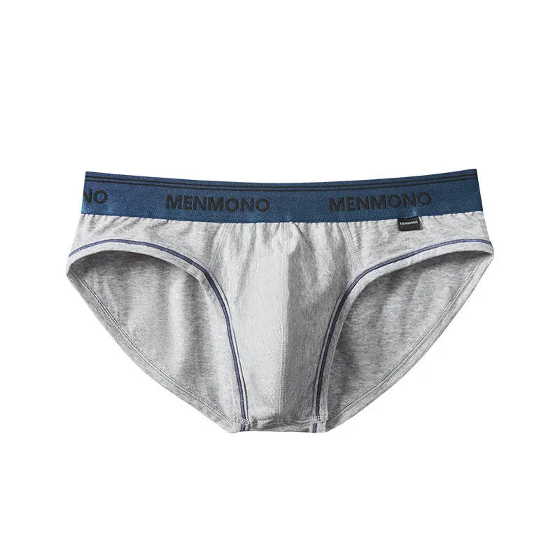 Men's low waist cotton briefs in a black and blue colour combination.