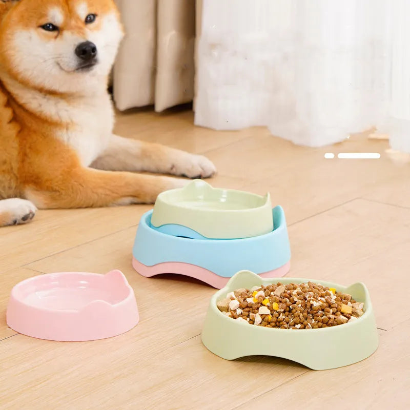 Ceramic dog slow feeder bowl with maze design in blue, green, or pink colours for fast-eating puppies